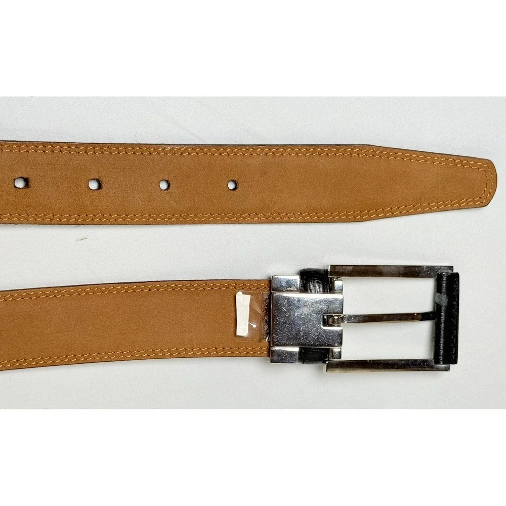 Brooks Brothers Black Leather Belt Made In Italy Silver Buckle 40